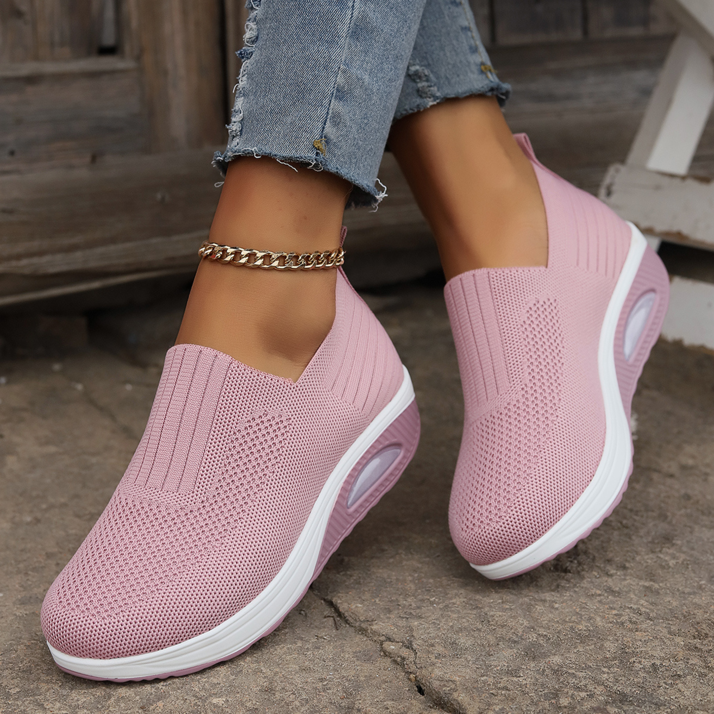 Sneaker Damen Slip-on mit Luftkissensohle und Strick-Obermaterial – Rossella