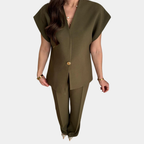 Hosenanzug Damen mit asymmetrischer Weste und Weithose – Nicolette