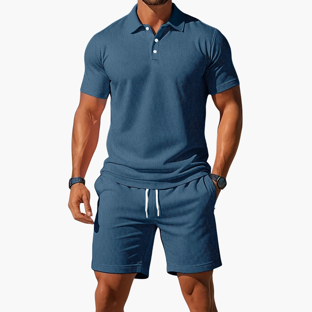Herren Sommer Set mit Poloshirt und Shorts aus Piqué – Marcello
