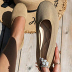 Ballerinas Damen mit Ripp-Strick-Obermaterial und schlichter Zehenpartie – Léonie