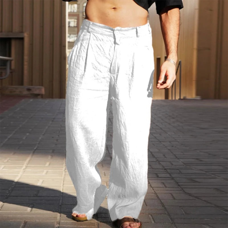 Leinenhose Herren mit Bundfalten und geradem Schnitt – Aurelio