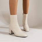Stiefeletten Damen mit Lackoptik und Blockabsatz mit seitlichem Reißverschluss – Célimène