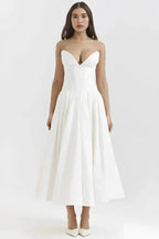 Abendkleid Damen mit Corsage und ausgestelltem Midirock – Rossana