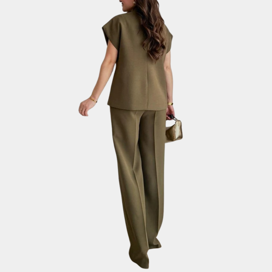 Hosenanzug Damen mit asymmetrischer Weste und Weithose – Nicolette