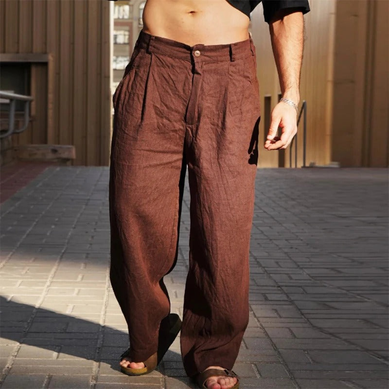 Leinenhose Herren mit Bundfalten und geradem Schnitt – Aurelio