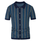 Strickpullover Herren mit Jacquard-Streifenmuster und Polokragen – Leandro
