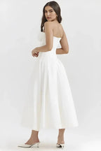 Abendkleid Damen mit Corsage und ausgestelltem Midirock – Rossana