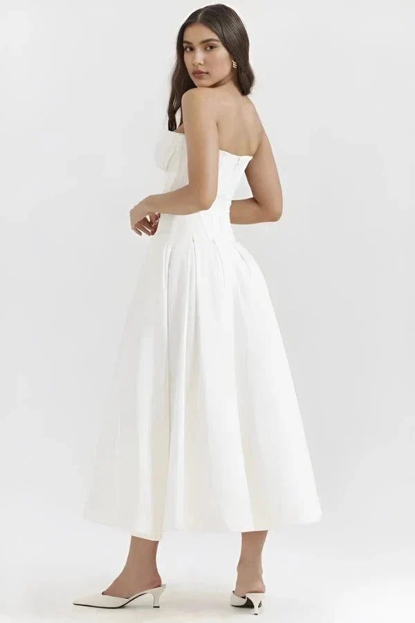 Abendkleid Damen mit Corsage und ausgestelltem Midirock – Rossana