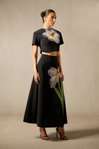 Zweiteiler Damen mit Crop-Top und Midirock mit Blumenprint – Fiora