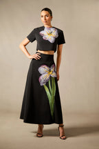Zweiteiler Damen mit Crop-Top und Midirock mit Blumenprint – Fiora