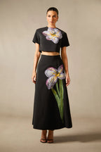 Zweiteiler Damen mit Crop-Top und Midirock mit Blumenprint – Fiora