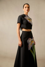 Zweiteiler Damen mit Crop-Top und Midirock mit Blumenprint – Fiora