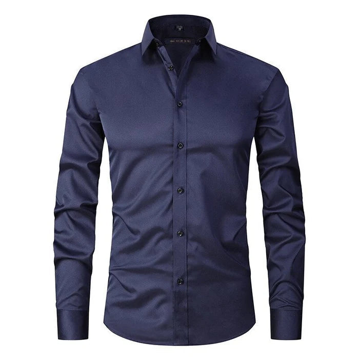 Herrenhemd Slim Fit mit Kontrastknöpfen und Langarm – Leonardo