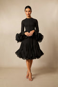 Cocktailkleid Damen mit Rüschenärmeln und ausgestelltem Rock – Ornella