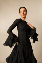 Cocktailkleid Damen mit Rüschenärmeln und ausgestelltem Rock – Ornella