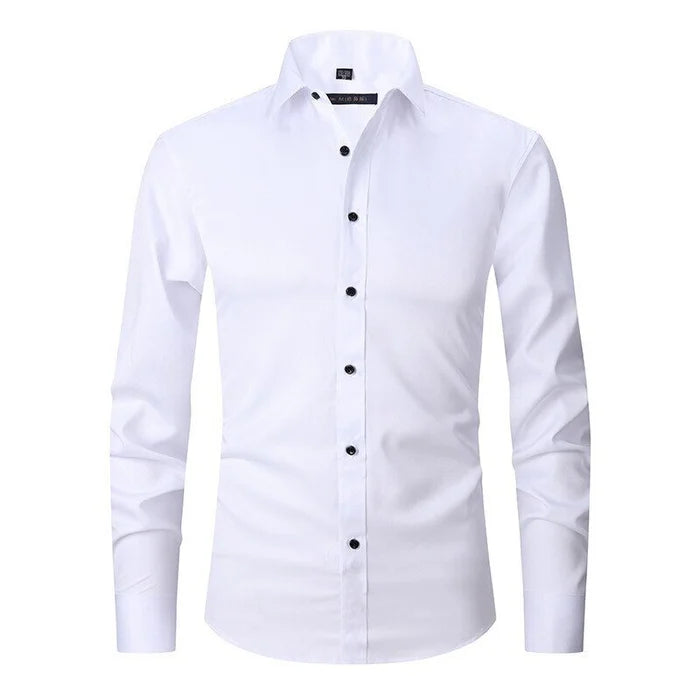 Herrenhemd Slim Fit mit Kontrastknöpfen und Langarm – Leonardo