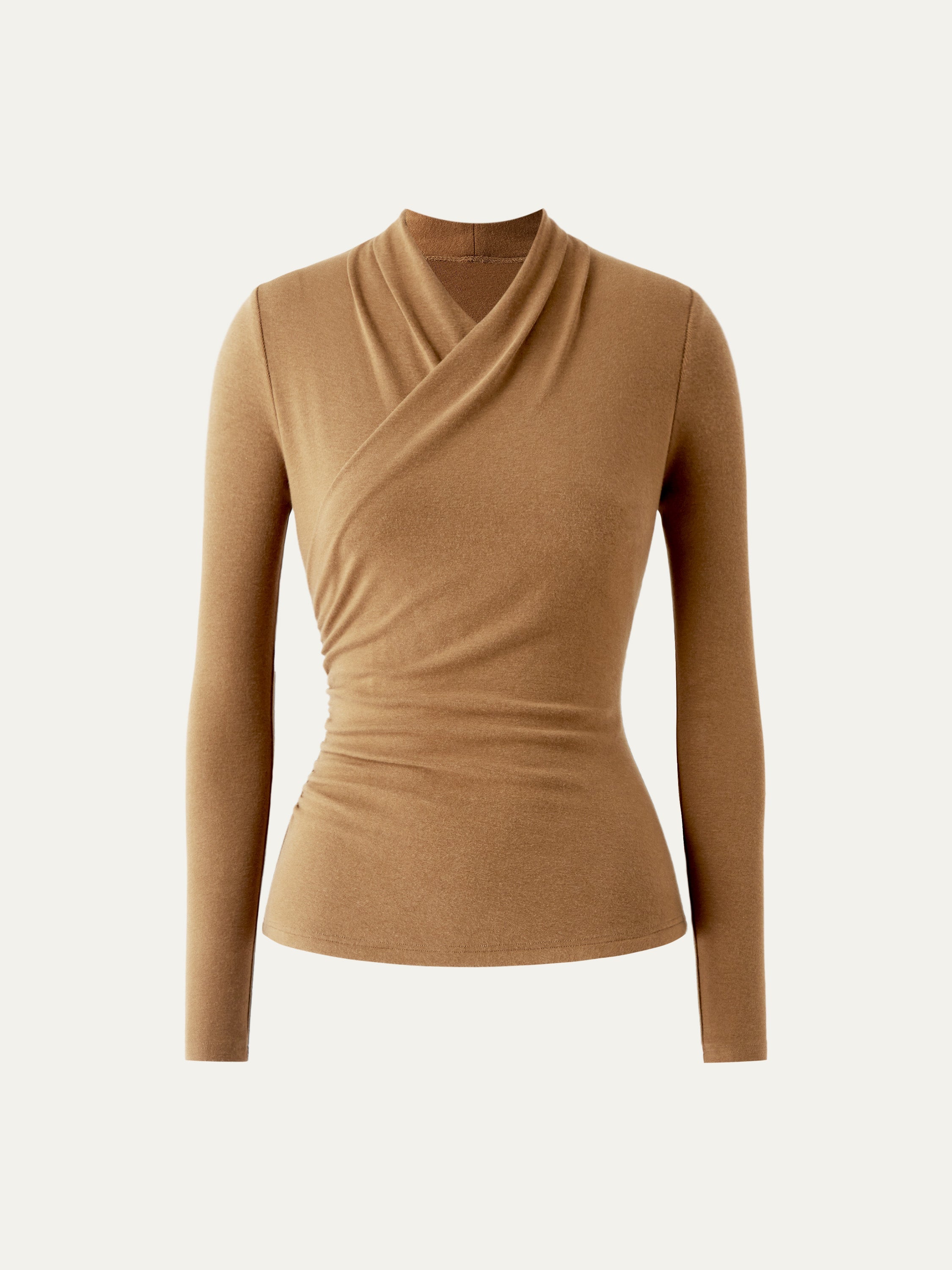 Longsleeve Damen mit Wickelausschnitt und geraffter Taille – Valentina