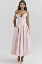 Abendkleid Damen mit Corsage und ausgestelltem Midirock – Rossana