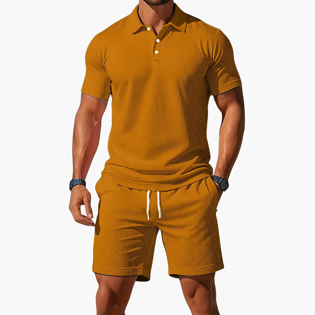 Herren Sommer Set mit Poloshirt und Shorts aus Piqué – Marcello