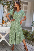 Midikleid Damen mit Ditsy-Blumen-Print und Kordelzug-Taille – Louisette