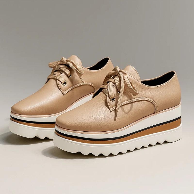Plateau-Sneaker Damen mit Schnürung und strukturierter Keilsohle – Arabella