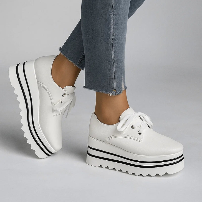 Plateau-Sneaker Damen mit Schnürung und strukturierter Keilsohle – Arabella