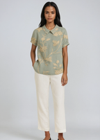 Bluse Damen mit Blumen-Print und Peter-Pan-Kragen – Colombe