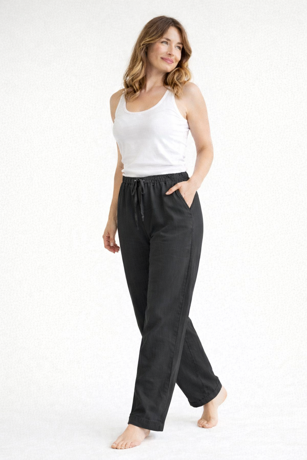 Leinenhose Damen mit Tunnelzugbund und Straight-Leg-Schnitt – Fiammetta