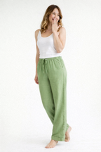 Leinenhose Damen mit Tunnelzugbund und Straight-Leg-Schnitt – Fiammetta