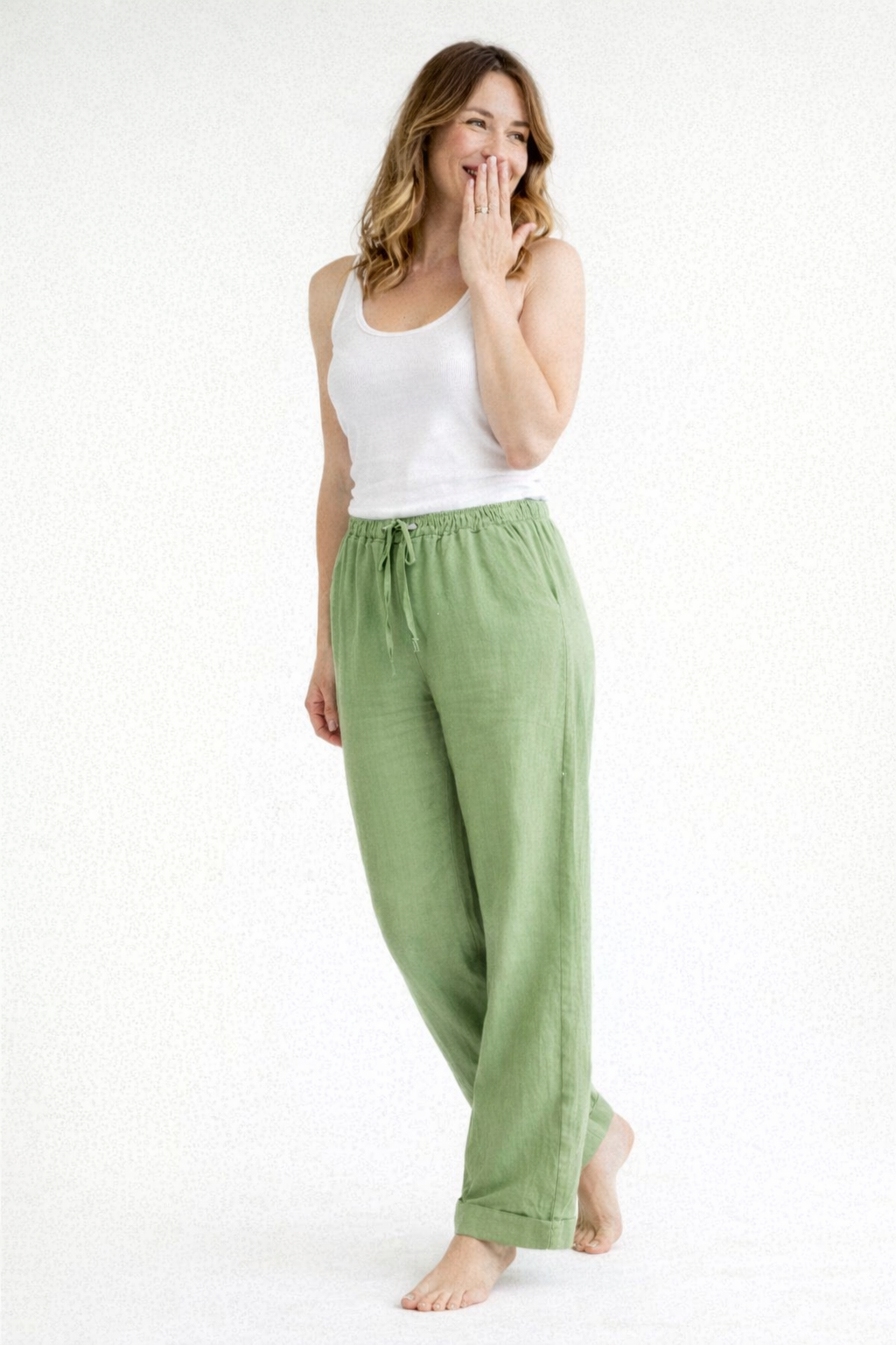 Leinenhose Damen mit Tunnelzugbund und Straight-Leg-Schnitt – Fiammetta