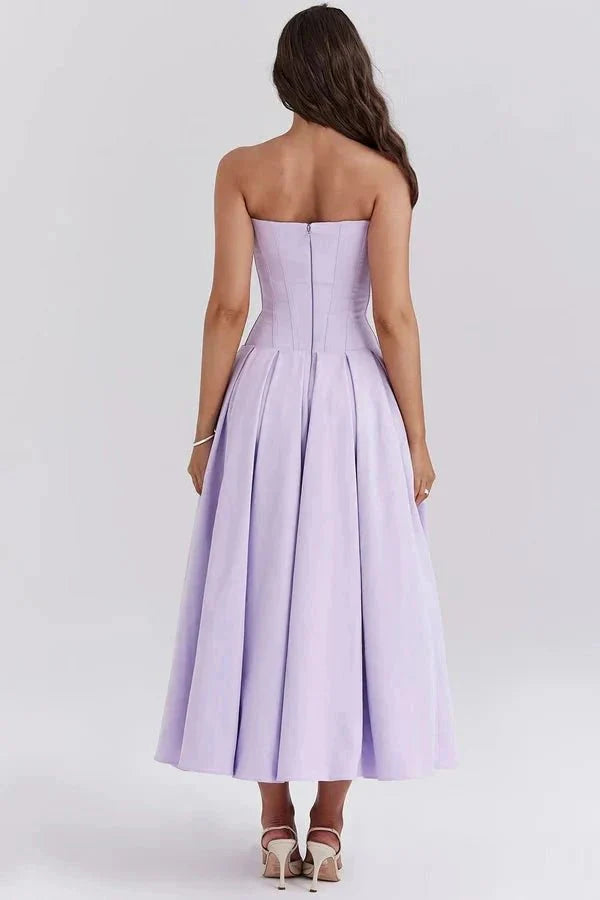 Abendkleid Damen mit Corsage und ausgestelltem Midirock – Rossana