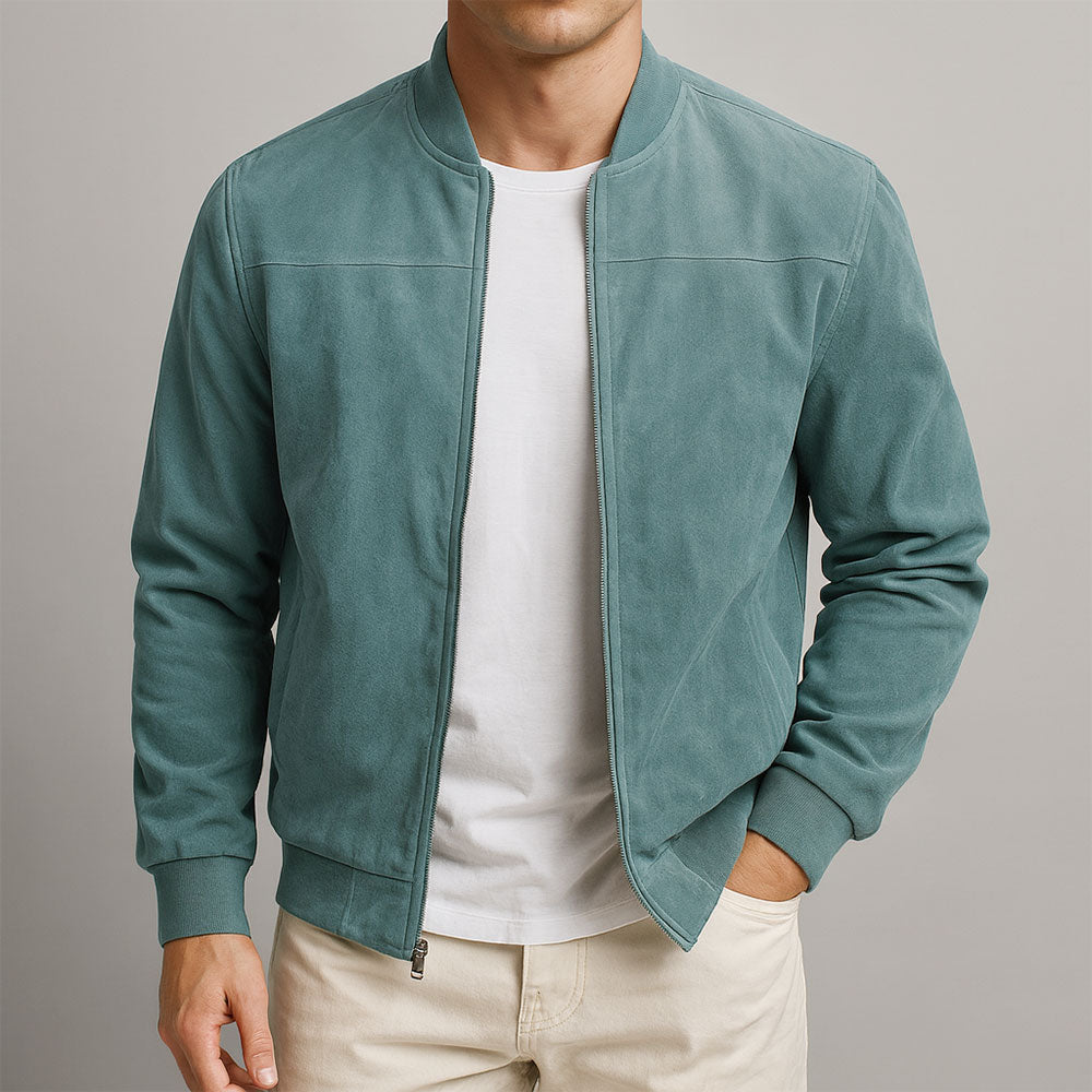 Bomberjacke Herren mit Wildlederoptik und Rippbündchen – Massimo