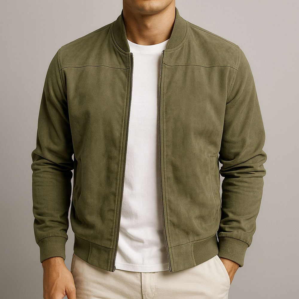 Bomberjacke Herren mit Wildlederoptik und Rippbündchen – Massimo