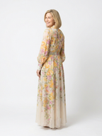 Maxikleid Damen mit Blumen-Print und Bindegürtel – Gwendoline