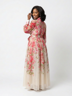 Maxikleid Damen mit Blumen-Print und Bindegürtel – Gwendoline