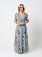 Maxikleid Damen mit Blumen-Print und Wickelschnitt – Florentin