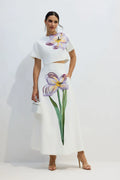 Zweiteiler Damen mit Crop-Top und Midirock mit Blumenprint – Fiora