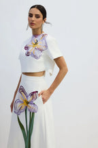 Zweiteiler Damen mit Crop-Top und Midirock mit Blumenprint – Fiora