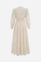 Spitzenkleid Damen mit Puffärmeln und Bindegürtel – Celestina