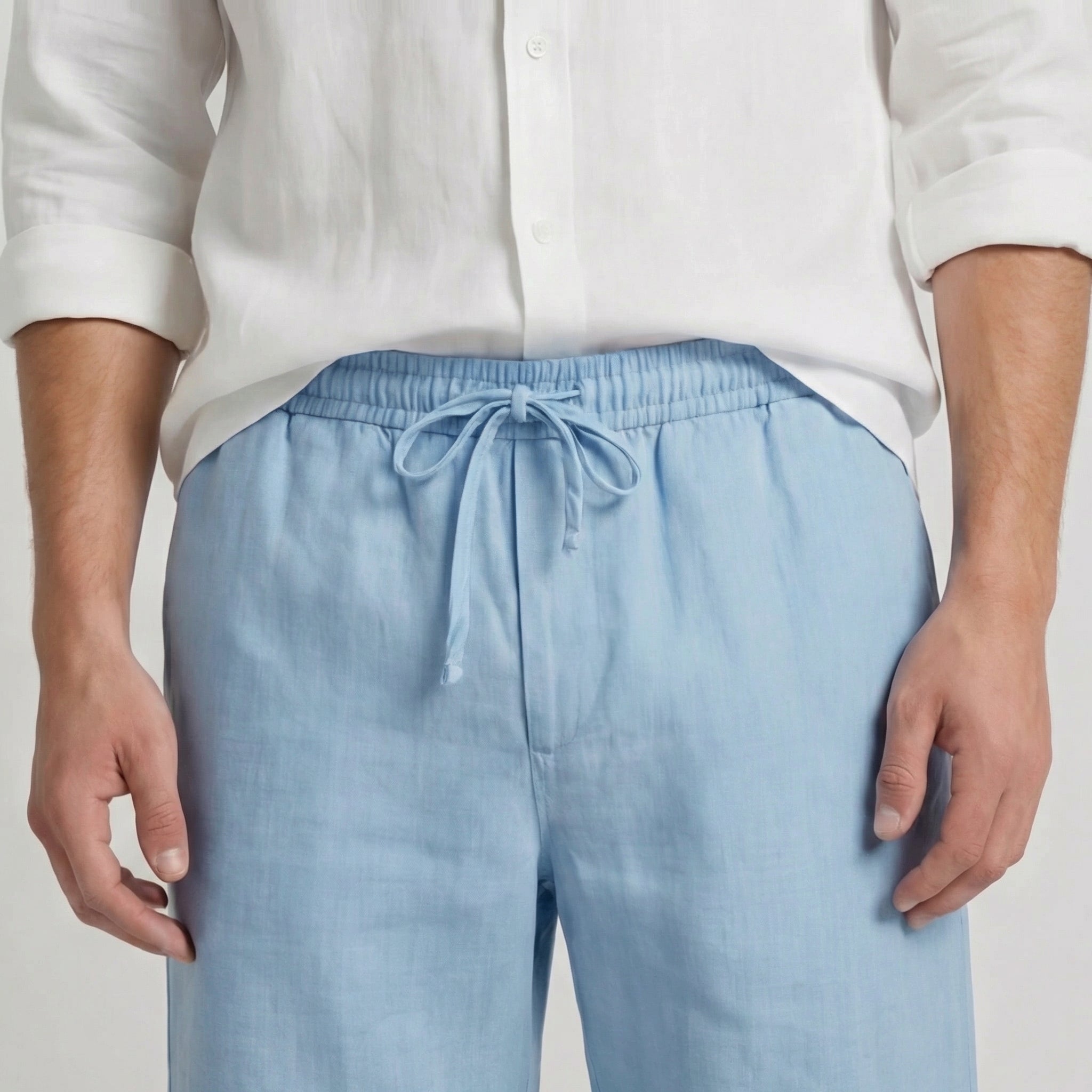 Leinenshorts Herren mit elastischem Kordelzugbund und Seitentaschen – Fiorenzo