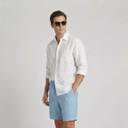Leinenshorts Herren mit elastischem Kordelzugbund und Seitentaschen – Fiorenzo