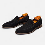 Penny Loafer Herren mit Wildlederoptik und klassischem Sattelriemen – Edoardo