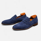 Penny Loafer Herren mit Wildlederoptik und klassischem Sattelriemen – Edoardo