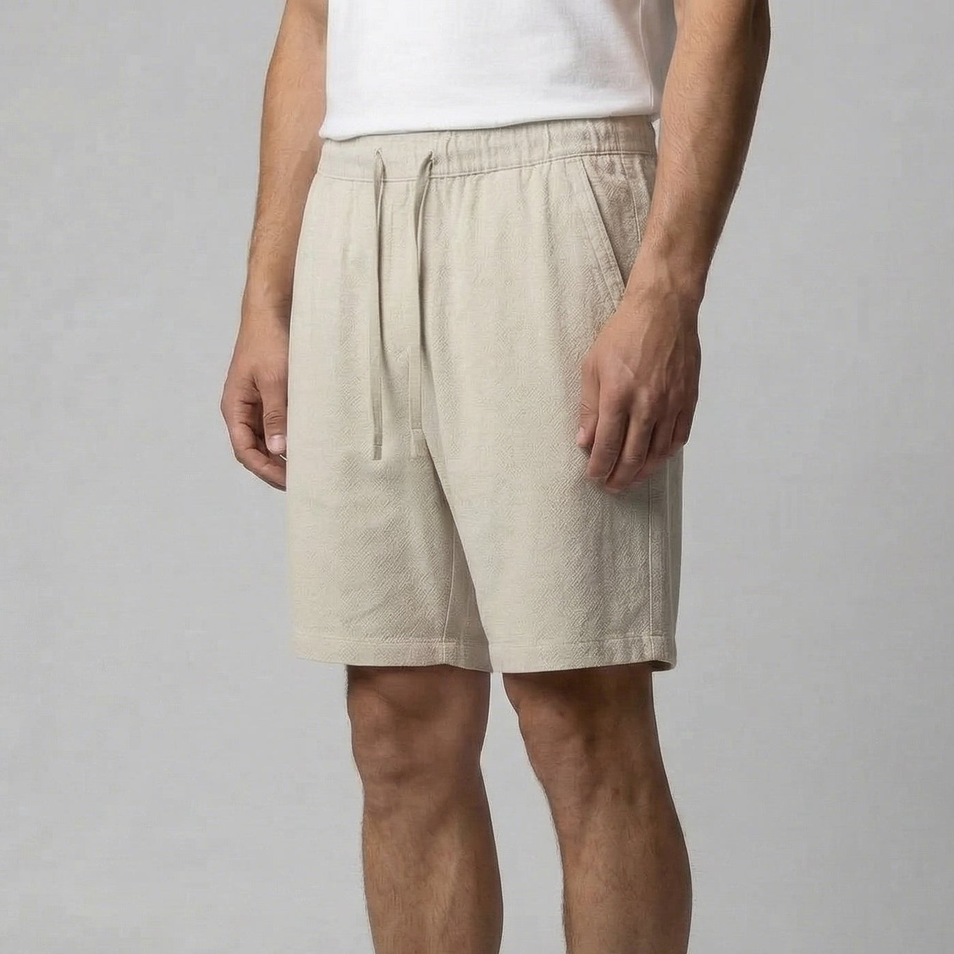 Leinenshorts Herren mit Streifen-Print und elastischem Kordelzugbund – Bernardo