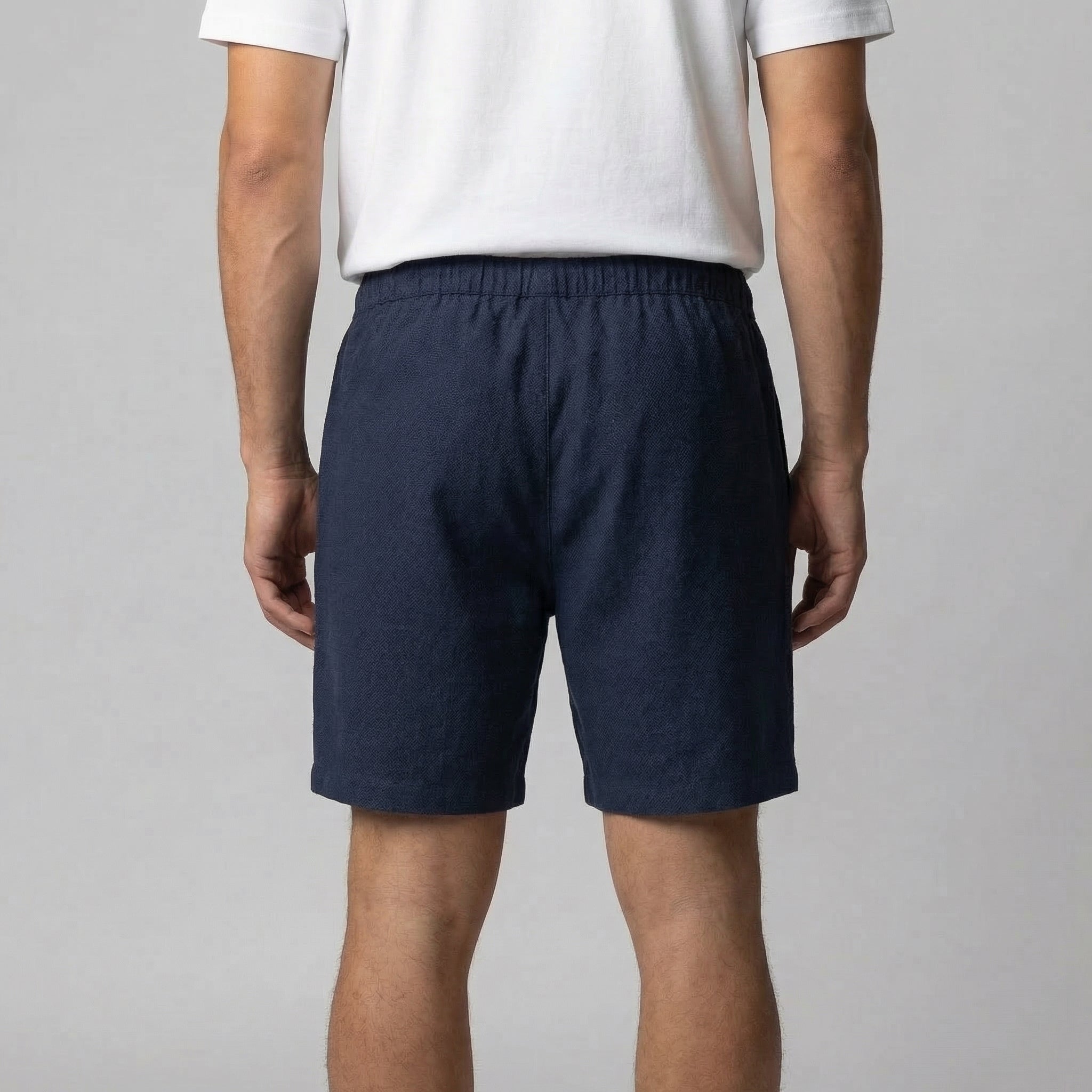 Leinenshorts Herren mit Streifen-Print und elastischem Kordelzugbund – Bernardo