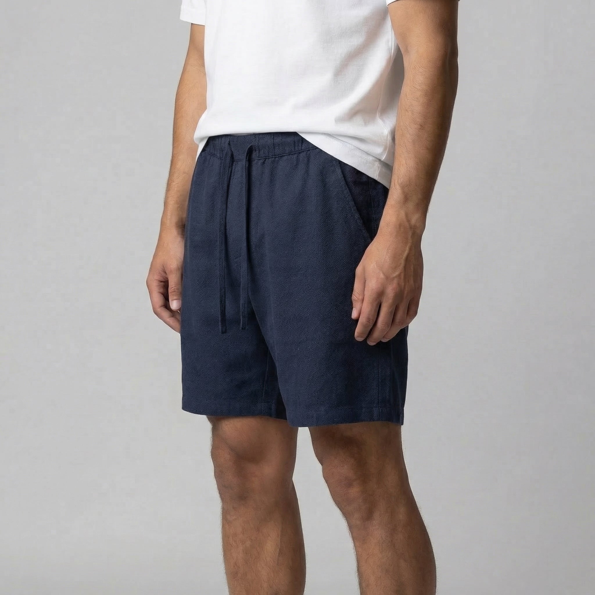Leinenshorts Herren mit Streifen-Print und elastischem Kordelzugbund – Bernardo