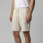 Leinenshorts Herren mit Streifen-Print und elastischem Kordelzugbund – Bernardo