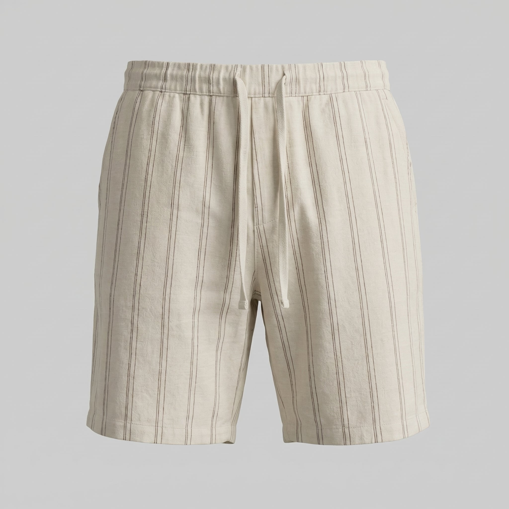 Leinenshorts Herren mit Streifen-Print und elastischem Kordelzugbund – Bernardo