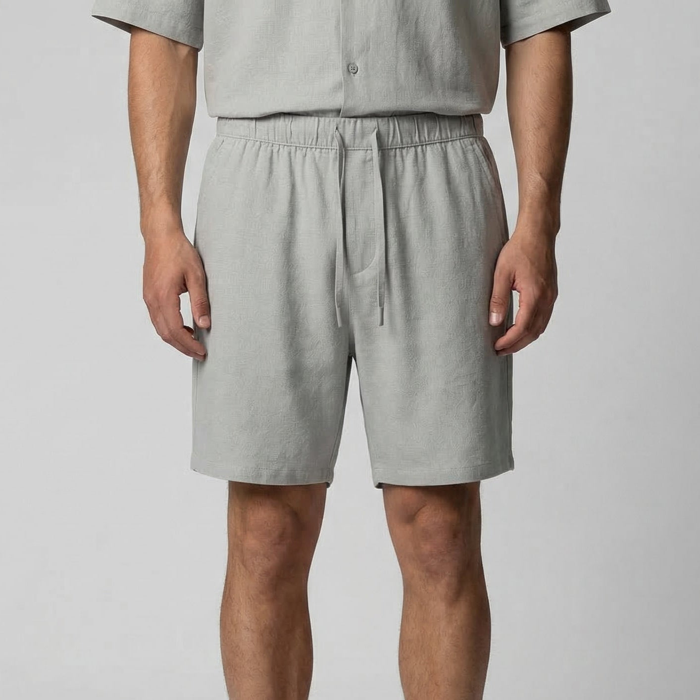 Leinenshorts Herren mit Streifen-Print und elastischem Kordelzugbund – Bernardo