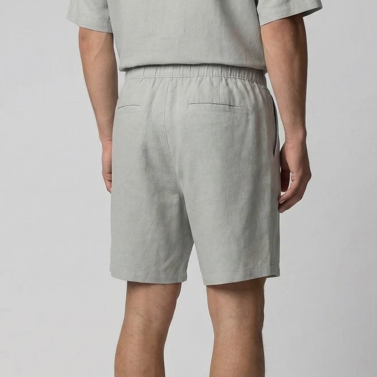 Leinenshorts Herren mit Streifen-Print und elastischem Kordelzugbund – Bernardo